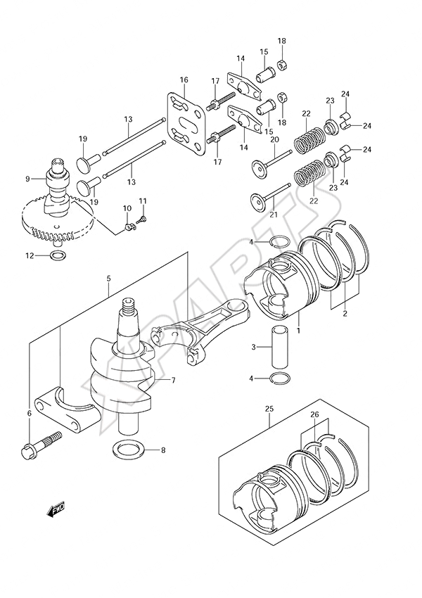  Crankshaft til Suzuki motor